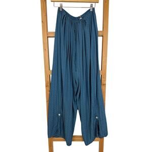 NWT LYNG Blue Paperbag Waist Wide Leg Drawstring Pants Size 3X